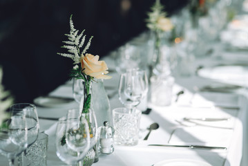 classic wedding table in a restaurant