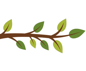 Vector Tree branch with Green Leaves