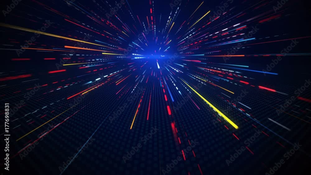 Poster motion blurred rays. computer generated abstract seamless loop animation 4k (4096x2304)