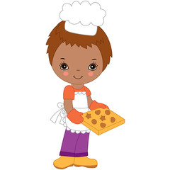 Vector Cute Little African American Chef