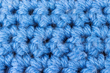 Fototapeta premium Handmade blue knitting wool texture background