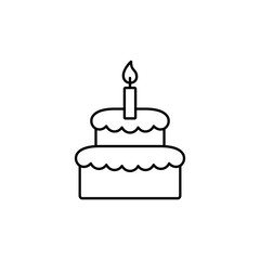 birthday cake backery line black icon
