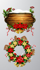 Vector wooden christmas board