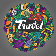 set of images about travel with pattern, vector illustration