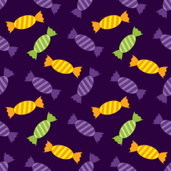 Fototapeta premium Vector Halloween Sweets Seamless Pattern