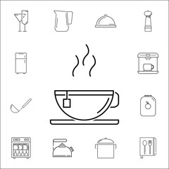 Hot tea. Set of kitchen icons