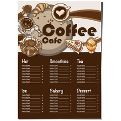 menu coffee shop restaurant template design hand drawing graphic