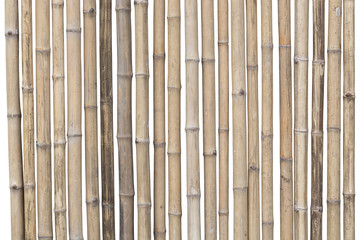 bamboo fence isolated on white background. clipping path