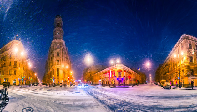 St. Petersburg. Russia. Snow blizzard. Winter Petersburg.