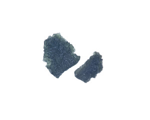 Moldavite (form of tektite found along the banks of the river Moldau in Czech republic) isolated on...