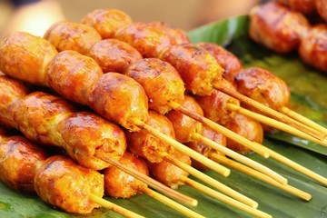 Grilled sausage asia is delicious in market