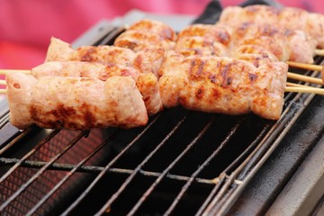 Grilled sausage asia is delicious in market