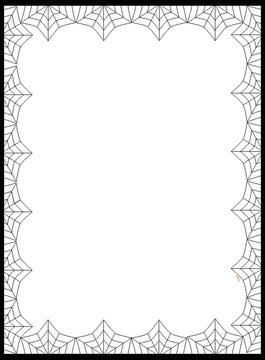 Template with space for text framed with  spiderweb isolated  on white background. Invitation or greeting card.