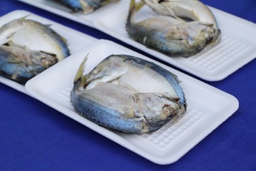 Mackerel fish steamed delicious in the market