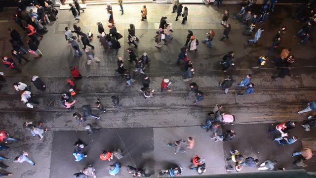 People on Istiklal Street at night in Istanbul, Istiklal Street is the most popular destination of Istanbul for shopping and entertainment.
