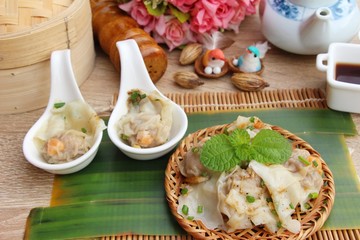 Chinese steamed dumpling with sauce is delicious