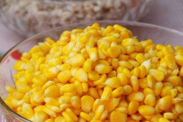 Corn cut into slices for the cooking