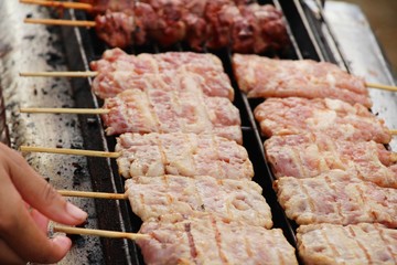 Roasted pork is delicious in the market