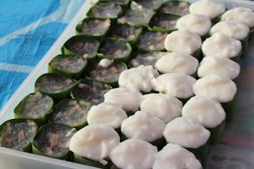 Pudding with coconut cream topping is delicious