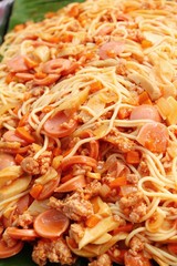 Spaghetti with pork delicious at street food