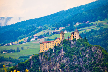 Fototapeta na wymiar Saben Abbey on high cliff near Klausen view