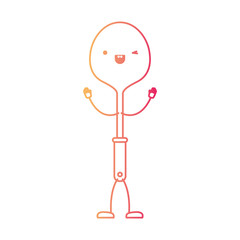 frying spoon utensil cartoon in degraded red color contour