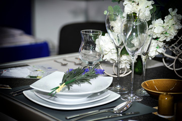 Close up detail of served table