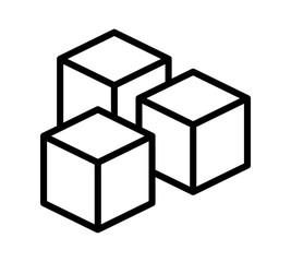 Sugar cubes or ice cubes line art vector icon for food apps and websites 