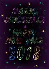 Happy New Year 2018. Neon inscription