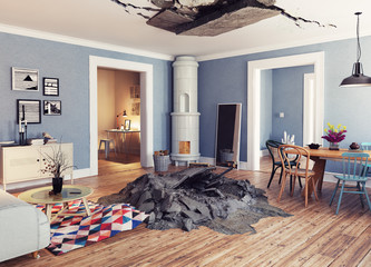 destroyed interior