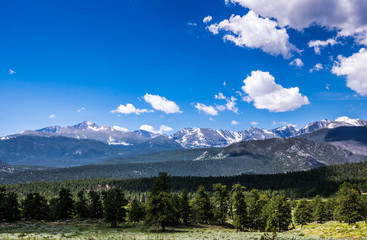 Rocky Mountains, Coralado. High-mountain valleys and cliffs of the Rocky Mountain National Park