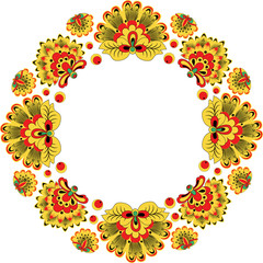 Russian pattern. Khokhloma in a circle