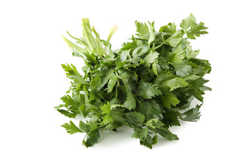 Fresh parsley leafs isolated on white background