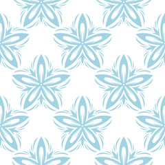 Blue floral seamless pattern on white background