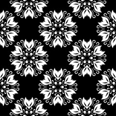 Black and white floral seamless pattern