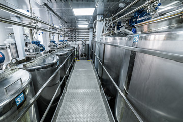 Obraz premium Metal tanks, modern production of alcoholic beverages.