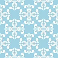 Blue and white floral seamless pattern