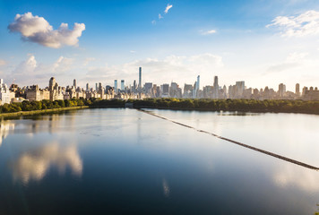 Central park reservoir in New York aerial view