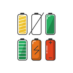 Battery icon set in flat style.