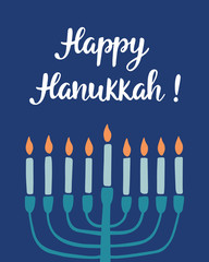 Happy Hanukkah, hand written brush lettering