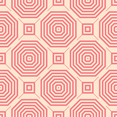 Red and beige geometric ornament. Seamless pattern