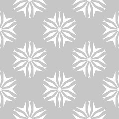 White floral seamless pattern on gray background