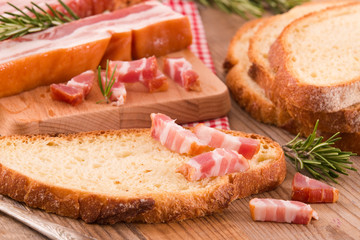 Bread and bacon. 