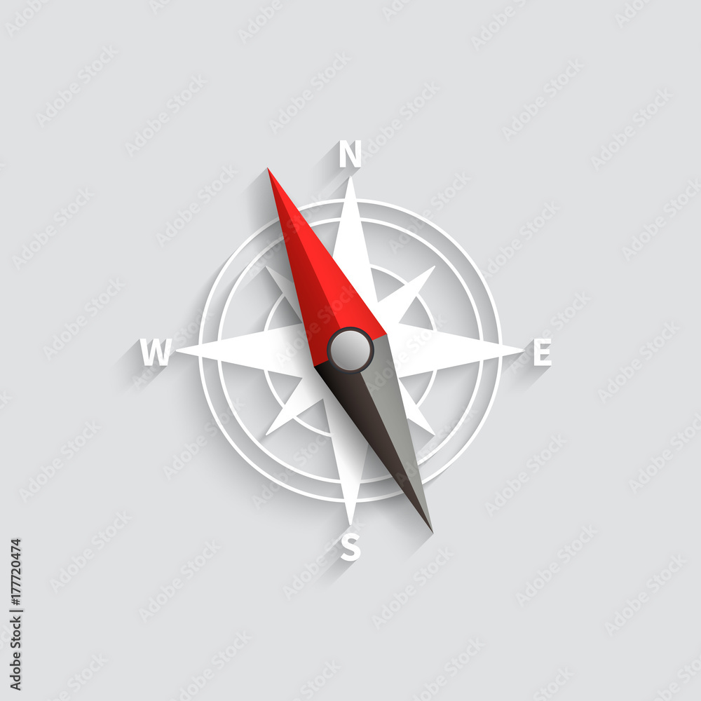 Poster compass arrow isolated 3d vector illustration. navigation and direction icon