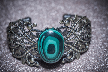 Bronze Bracelet with Malachite