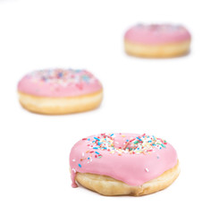 Donuts isolated on white (close-up shot)