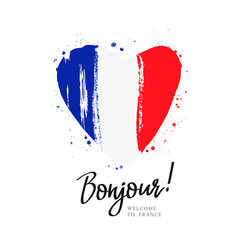 Bonjour. Flag of France in a big heart © chekart