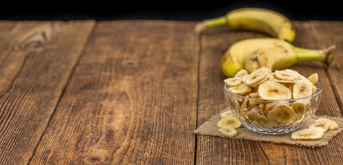 Dried Banana Chips, selective focus