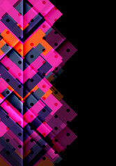 Colorful triangles and arrows on dark background