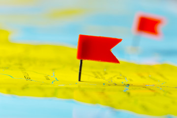 Travel destination points on a map